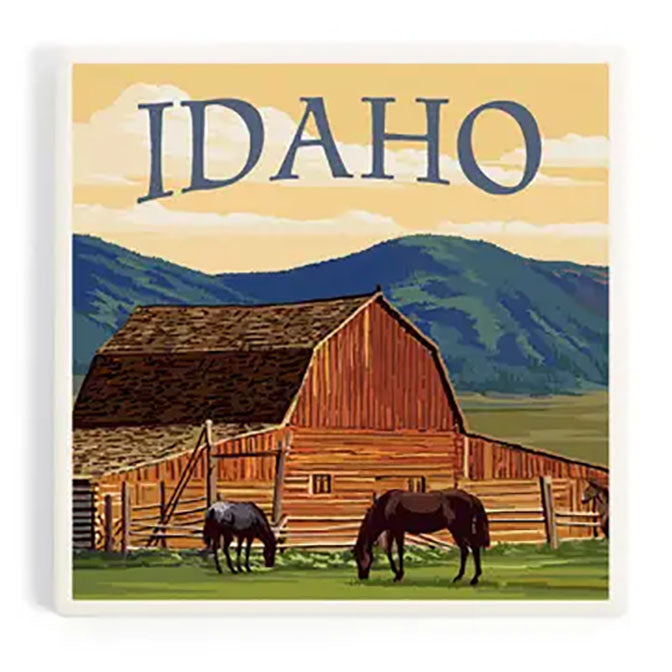 Ceramic Coaster Idaho Horses and Barn