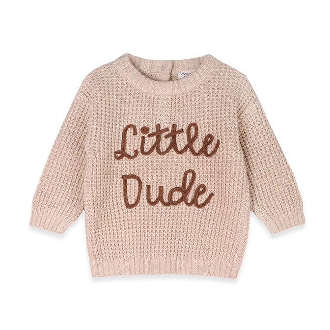 Little Dude Embroidered Sweater Knit Baby Pullover (Organic)