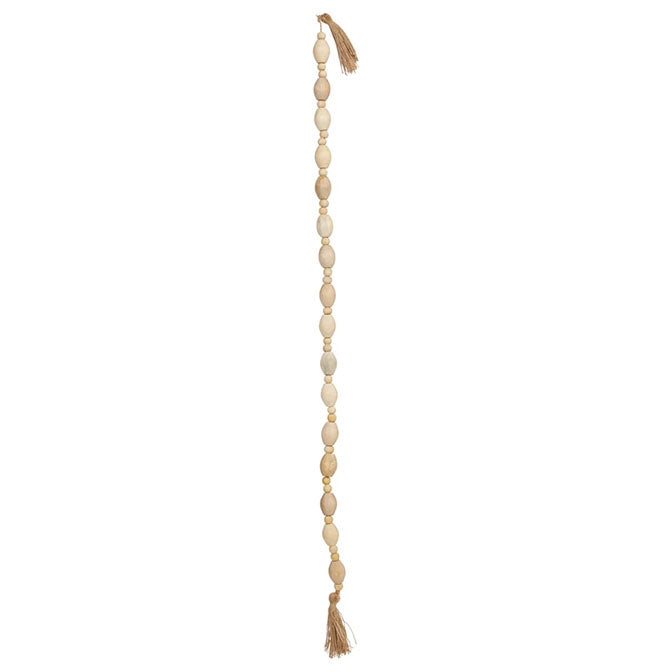 Mango Wood Bead Garland with Jute Tassels