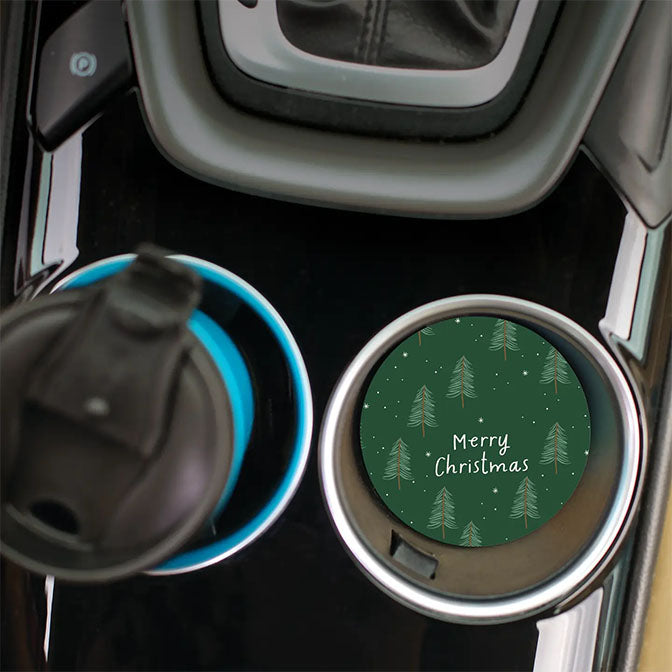 Merry Christmas Green Car Coaster
