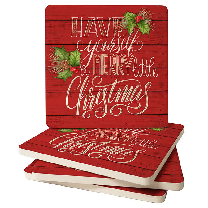 Merry Little Christmas Stone Coaster