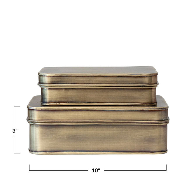 Metal Boxes, Antique Brass Finish
