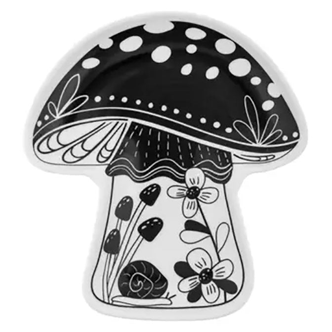 Black & White Mushroom Shaped Trinket Dish