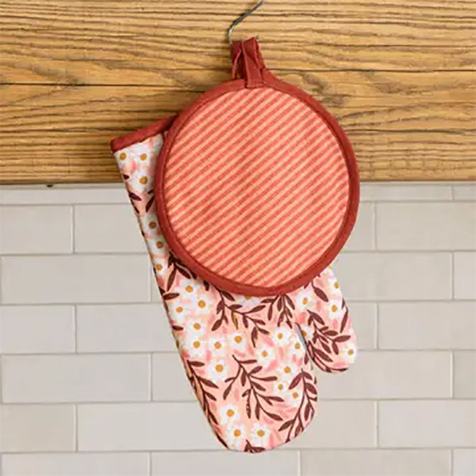 Pink Daisy Pot Holder Set
