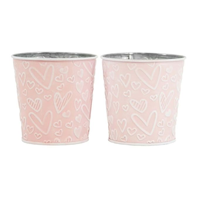 2 Assorted Pink Flower Buckets