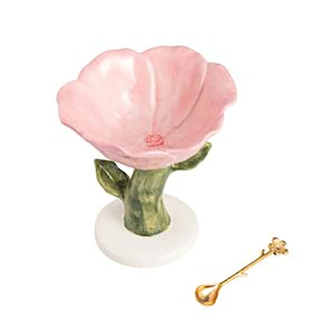 Pink Flower Pedestal Candy Dish Set