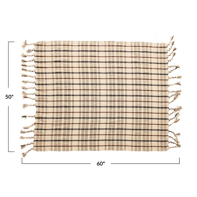Plaid Throw with Tassels
