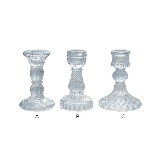 Pressed Glass Taper Holder, 3 Styles
