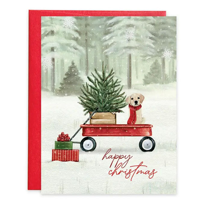 Christmas Card -Puppy in Wagon