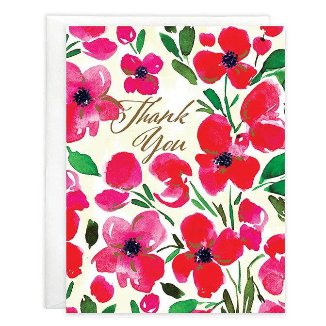 Thank You Greeting Card - Red Poppies