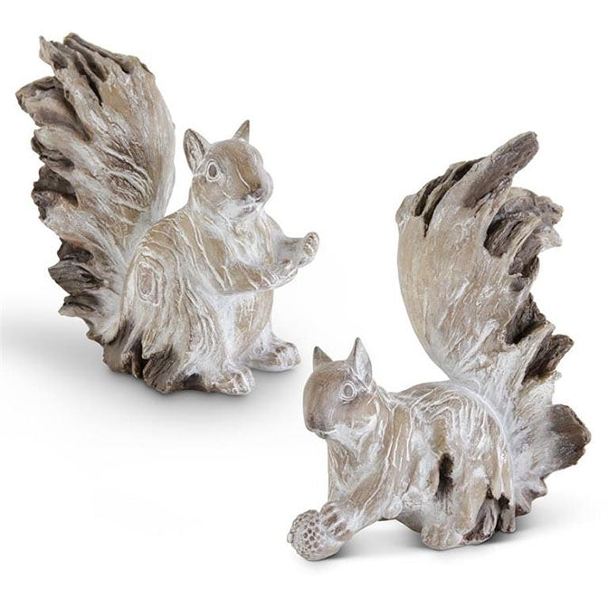 Whitewashed Resin Sitting Squirrel