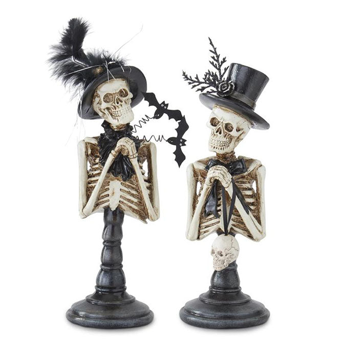 Assorted Resin Skeleton Lady & Man Bust on Pillar