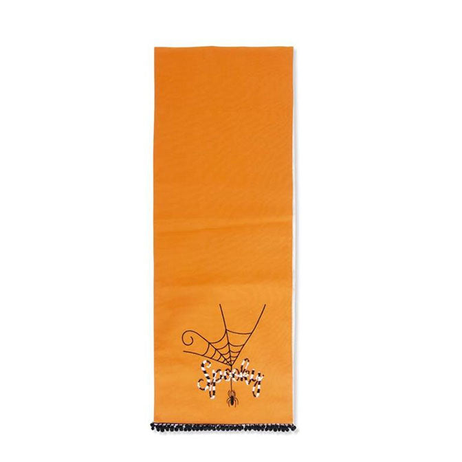 72 Inch Orange Halloween Table Runner w/Embroidered