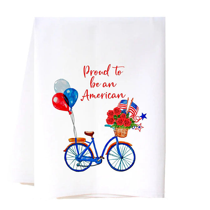 Patriotic Bike Flour Sack Towel