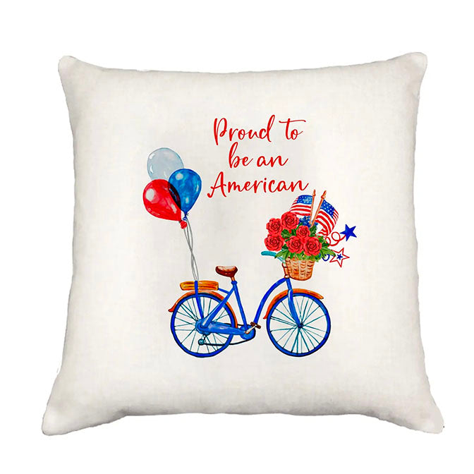Patriotic Bike Square Pillow