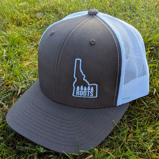 Idaho Roots Charcoal Trucker Hat- Charcoal & White
