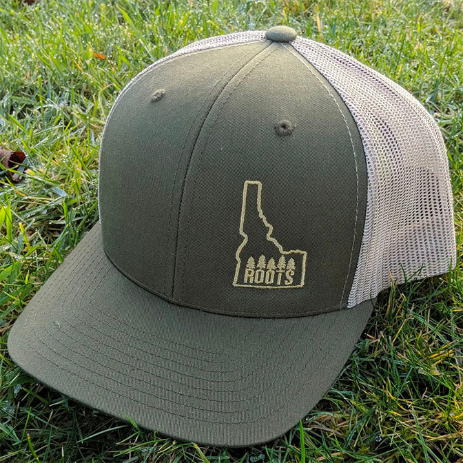 Idaho Roots Trucker Hat- Moss/Khaki