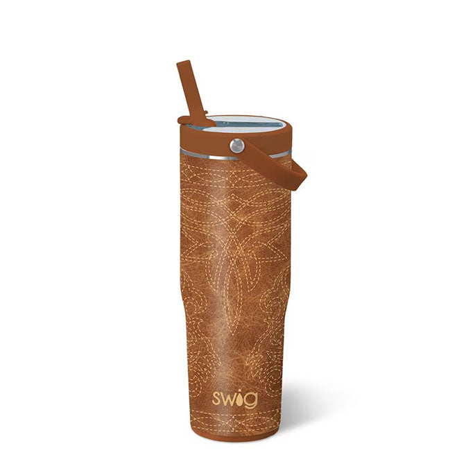 Saddle Stitch Cognac To-Go Tumbler 30oz