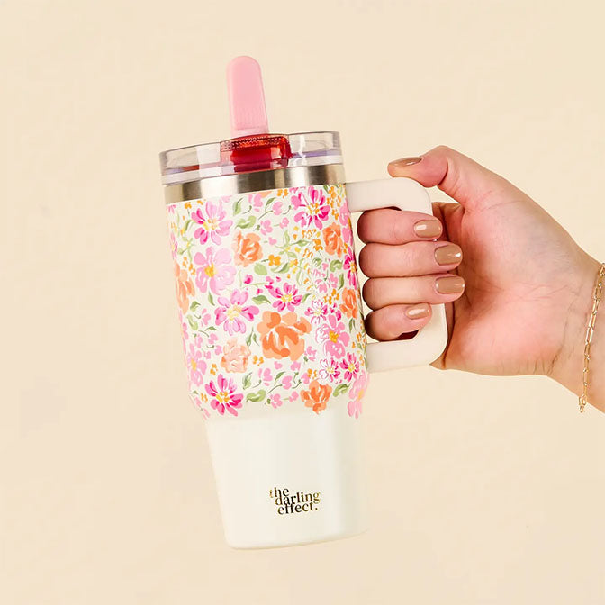 20 oz Lifestyle Flip Straw Tumbler-Secret Garden Pink