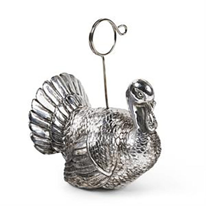 Silver 4 Inch Resin Turkey Card Holders