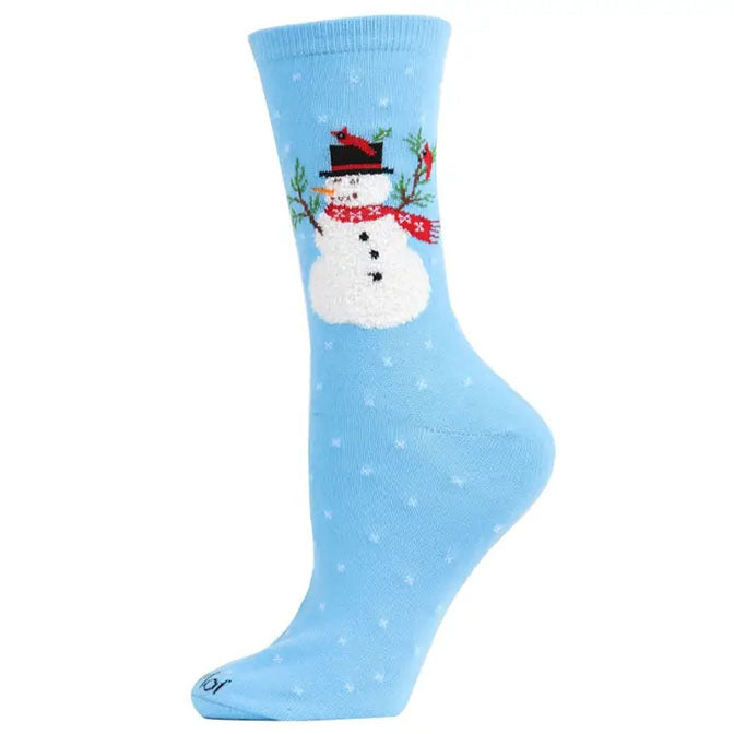 Memoi Snowman & Bird Holiday Crew Socks