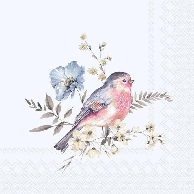 Softly Faded Birds light blue Cocktail Napkin