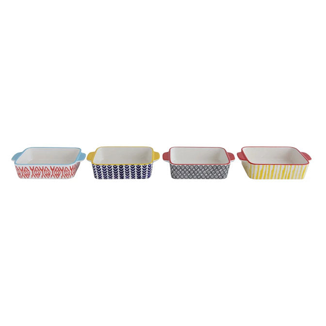 Hand-Stamped Stoneware Baker, 4 Colors