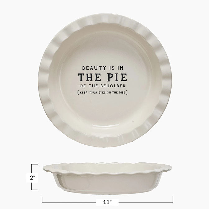 Stoneware Pie Dish w/ Wax Relief Saying