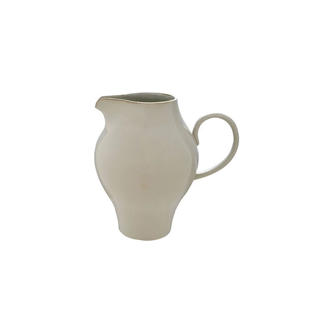 4 Quart Stoneware Vintage Reproduction Pitcher, White (Each One Will Vary)