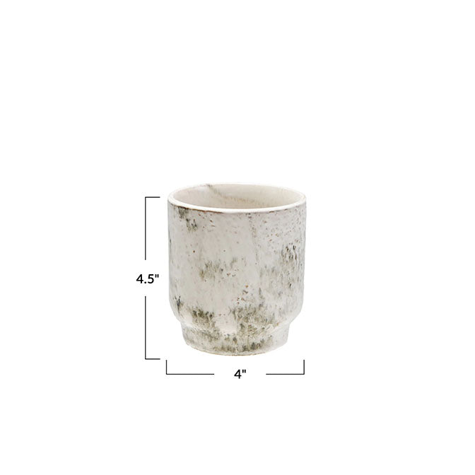Stoneware Planter, Reactive Glaze, Blue & White (Holds 4" Pot)