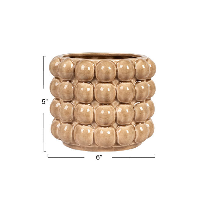 Stoneware Planter w/ Raised Dots (Holds 4" Pot)