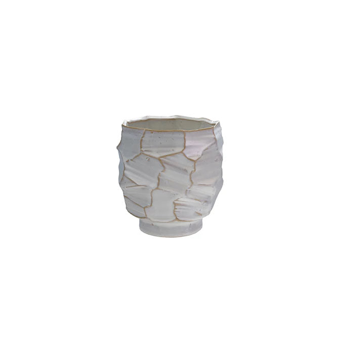 Embossed Stoneware Planter/Vase (Holds 5" Pot) (Each One Will Vary)