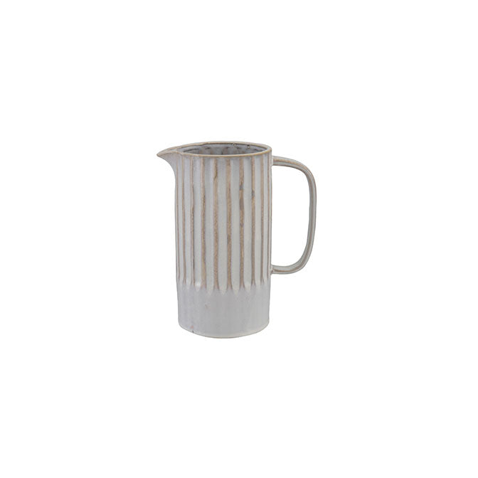 1.75 Quart White Stoneware Ribbed Creamer