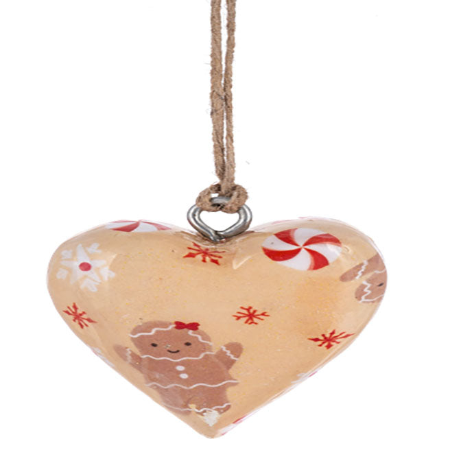 Mini Heart Ornament-Gingerbread