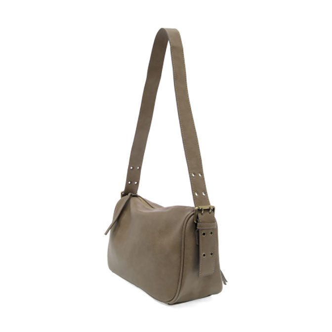 Taupe Grey Morgan Buckle Shoulder Bag