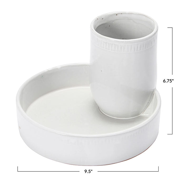 Terracotta Tray, 2 Compartments, Reactive Glaze