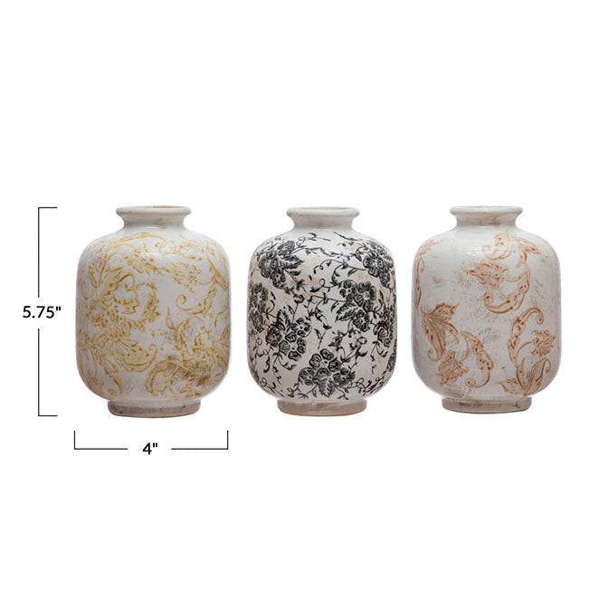Terracotta Vase with Pattern, 3 Styles