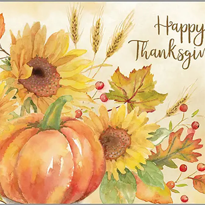 Thanksgiving- Sunflowers and Pumpkin