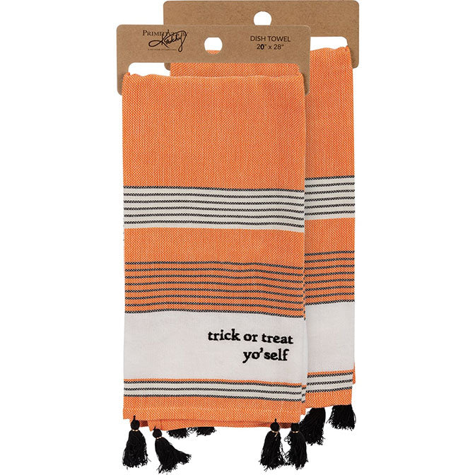 Trick or Treat Yo'self Striped Kitchen Towel