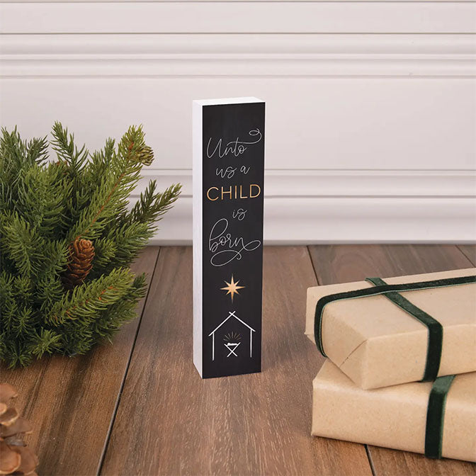 For Unto Us a Child is Born Block Décor