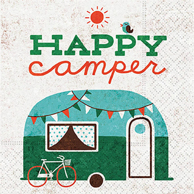 Vintage Happy Camper Beverage Napkin