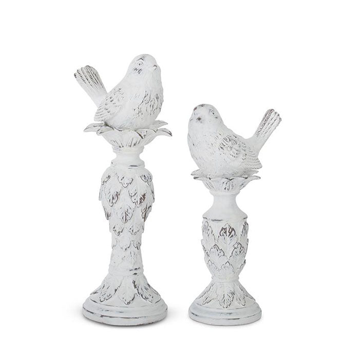 Weathered Whitewashed Bird Finials