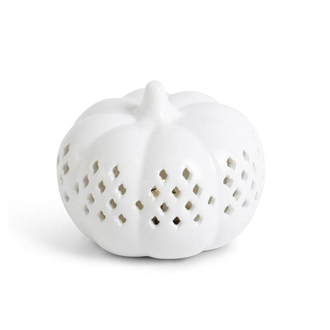 3.5 Inch White Ceramic Cutout LED Pumpkin