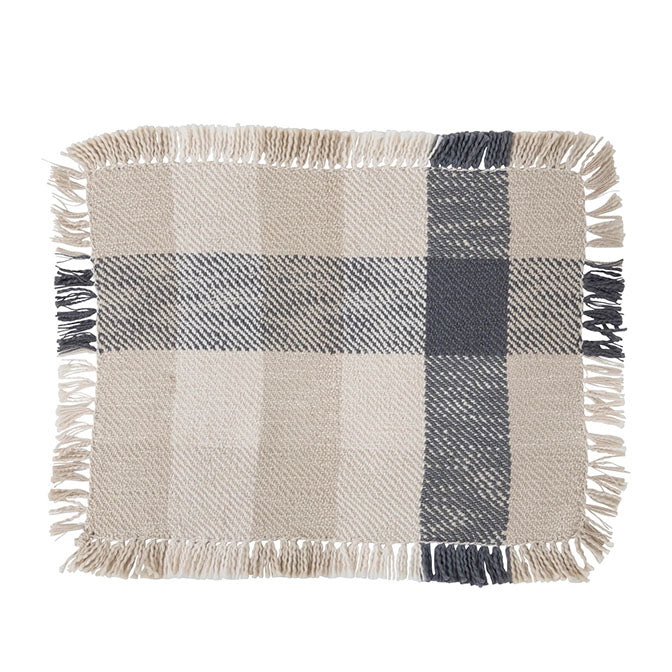 Woven Cotton Placemat with Buffalo Check and Fringe