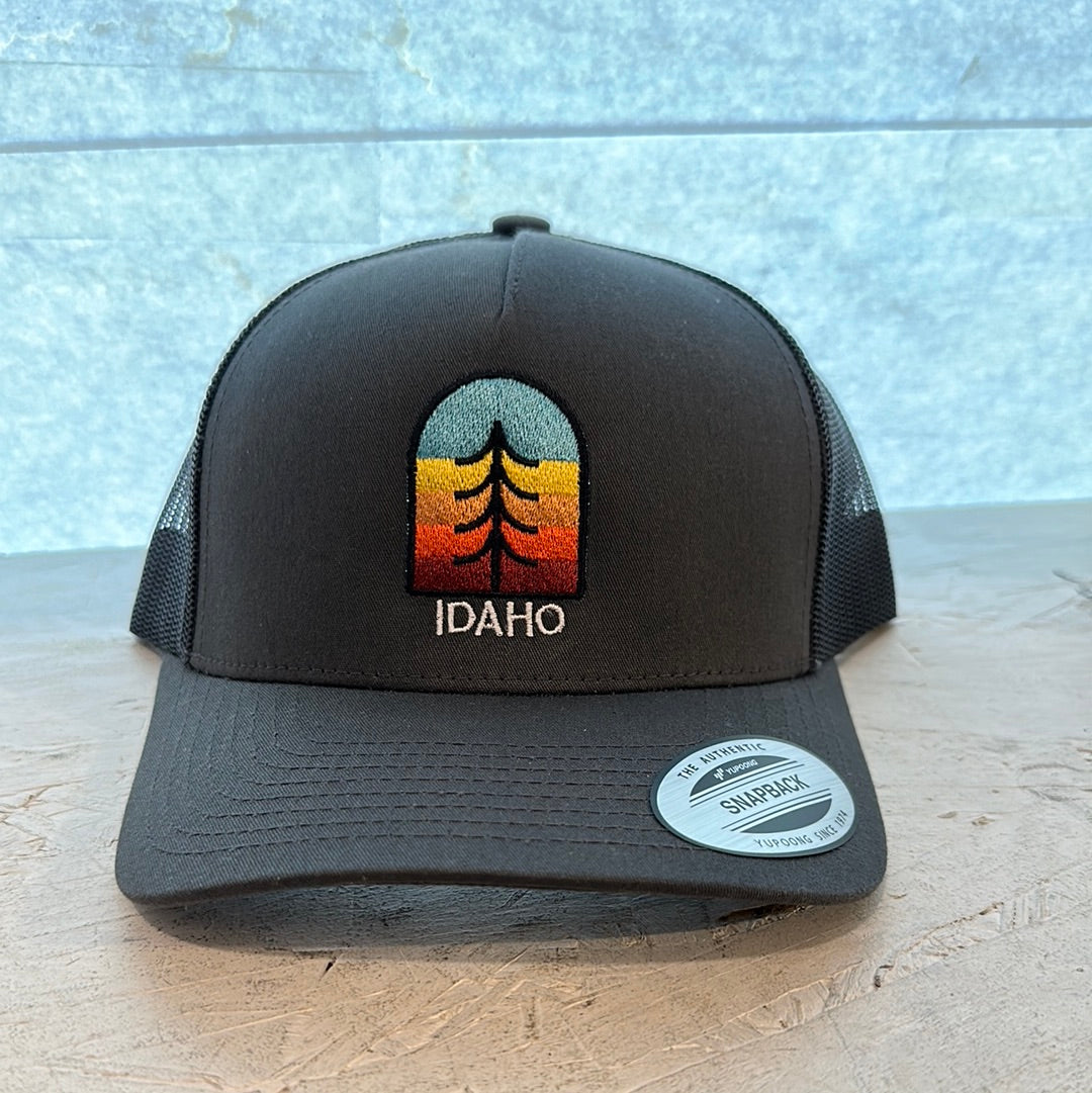 Idaho Tree Crest Trucker Hats- Charcoal