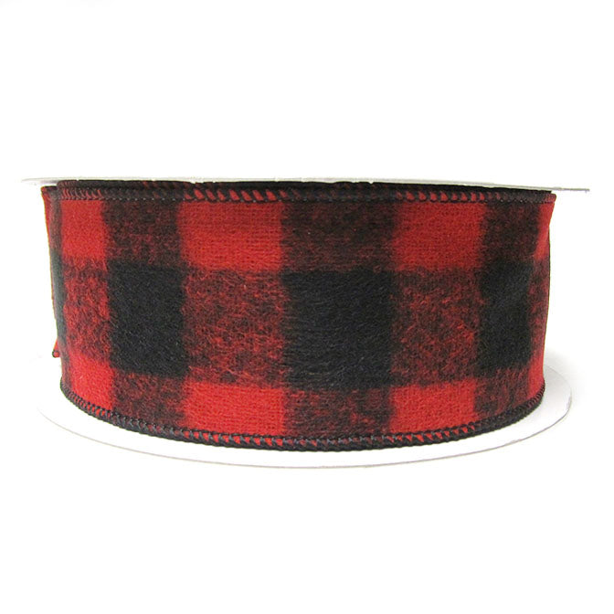 Red and Black Buffalo Plaid Ribbon - Large Check