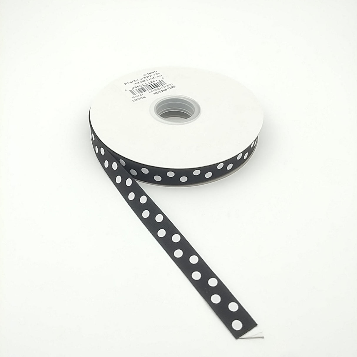 5/8" Black & White Dot Black Ribbon