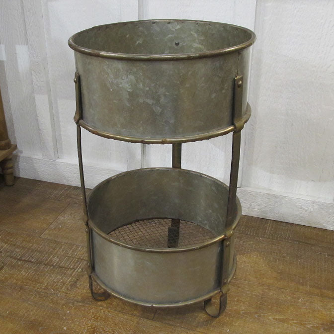 Round Galvanized 2 Tiered Stand