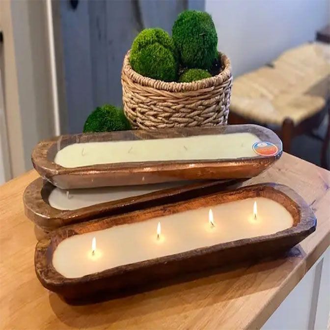 Wood Bread Bowl Candle