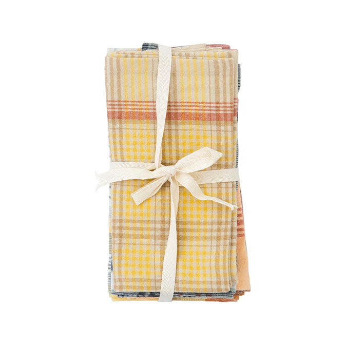 Woven Cotton Plaid Napkins, 4 Styles, Set of 4